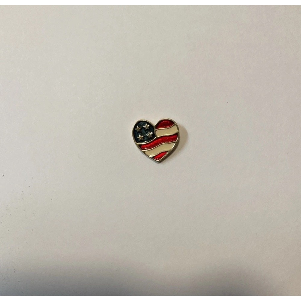 Avon USA Flag Lapel Pin Brooch Collectible Heart Shaped American Enamel Pinback